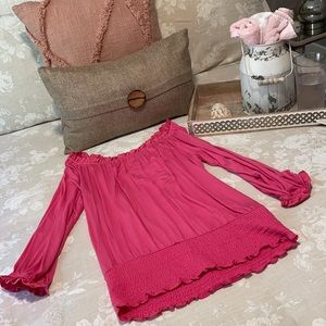 On or off the shoulder pink top